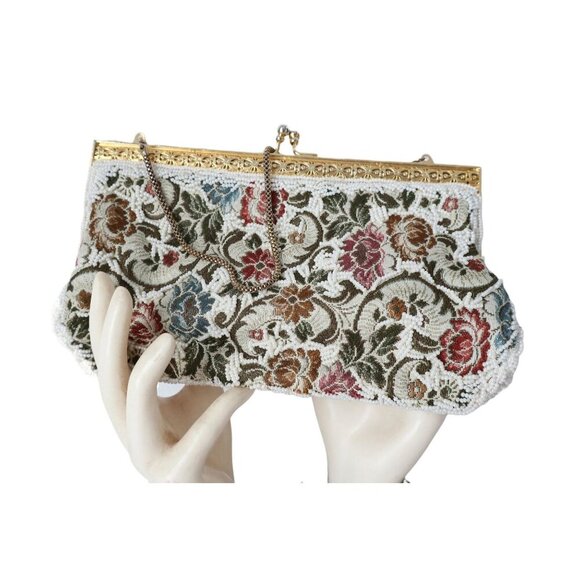Vintage Beaded Tapestry Handbag Purse Clutch Evening Bag 1950s - Picture 1 of 8